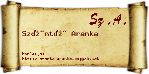 Szántó Aranka névjegykártya